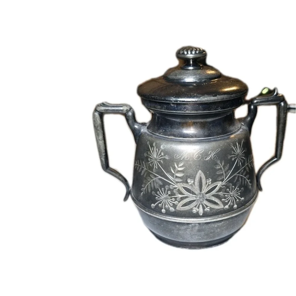 Antique Silver Creamer Pitcher 1800s By Simpson Hall Miller & Co Treble Plate
